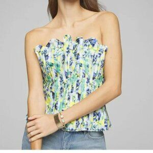 White House Black Market Floral Bustier Ruffle Strapless Size 4